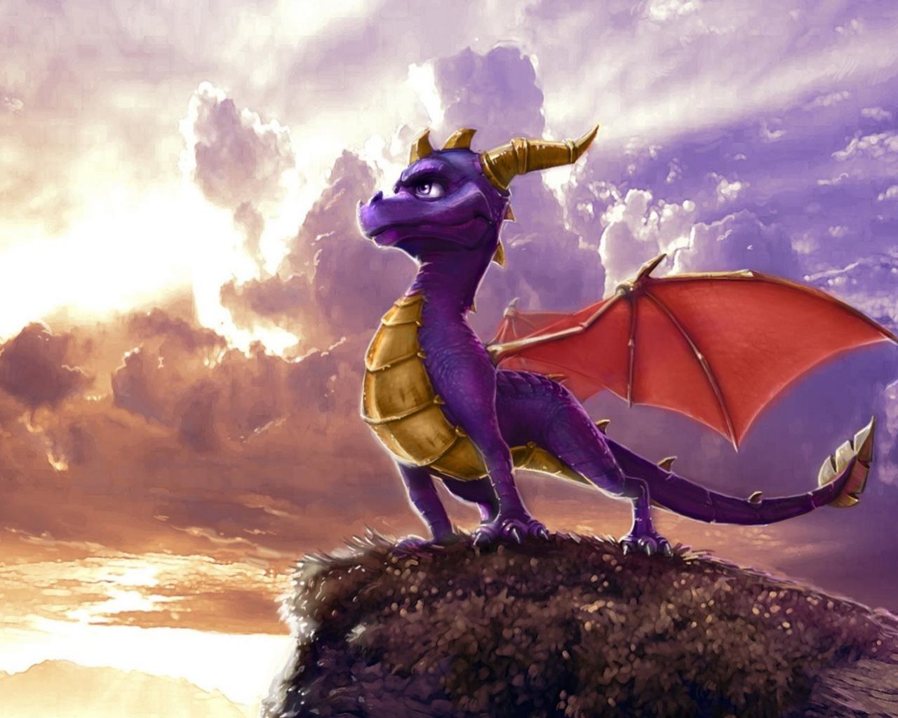 Маленький фиолетовый дракон, скачать с драконами 1280x1024