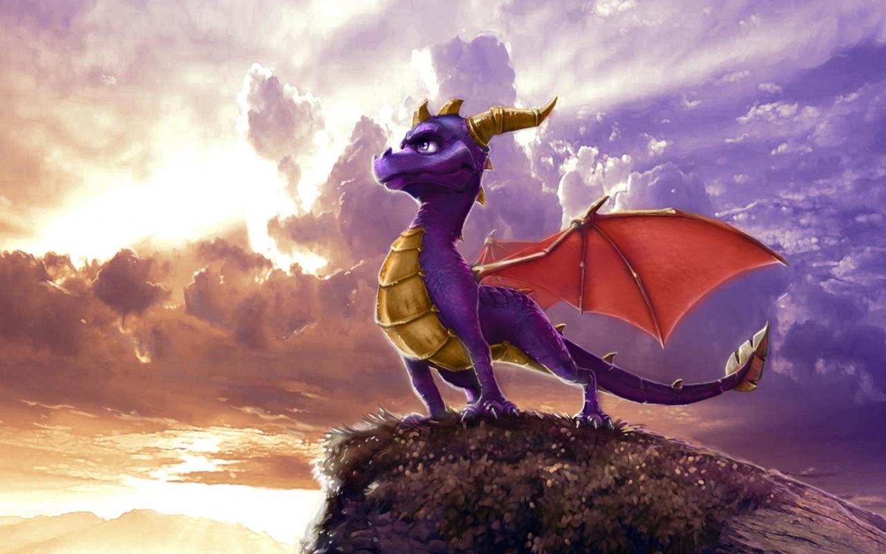 Маленький фиолетовый дракон, скачать с драконами 1280x800