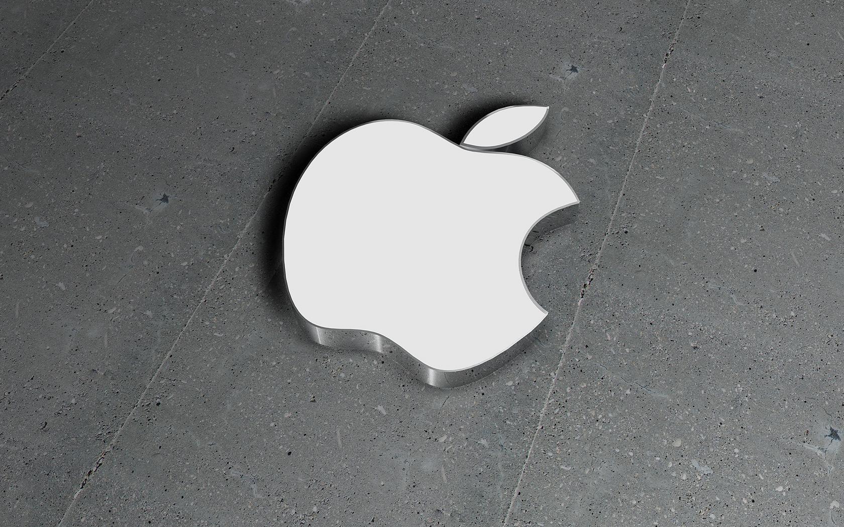 Apple на бетонном полу 1680x1050
